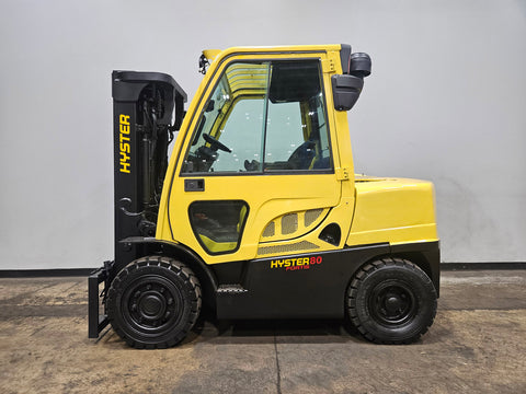 2021 HYSTER H80FT 8000 LB DIESEL FORKLIFT PNEUMATIC 84/174" 3 STAGE MAST SIDE SHIFTER ENCLOSED CAB 1454 HOURS STOCK # BF9218169-ILE